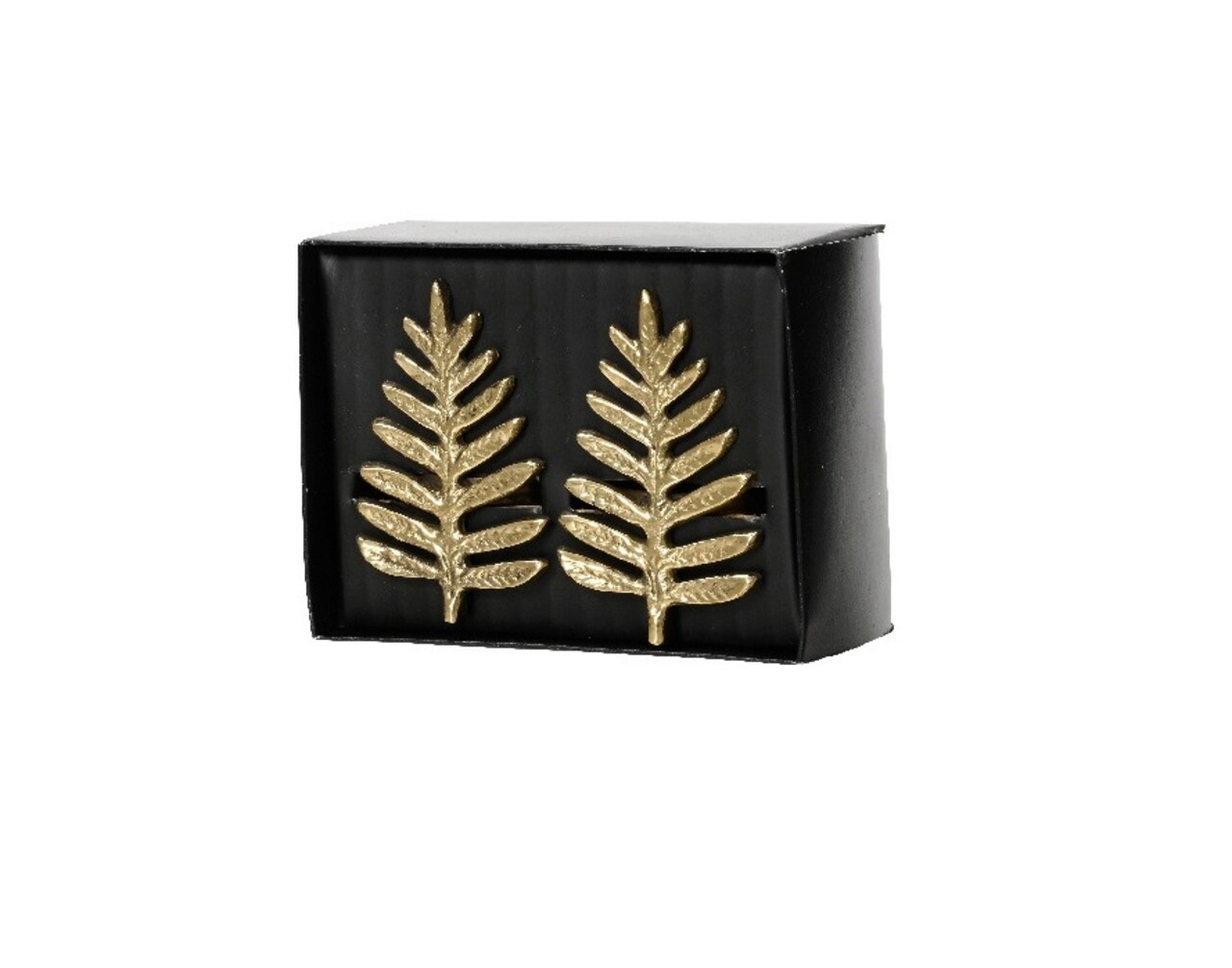 Set 2 inele pentru servetele Fir Leaf, Decoris, alama, auriu - imagine 3